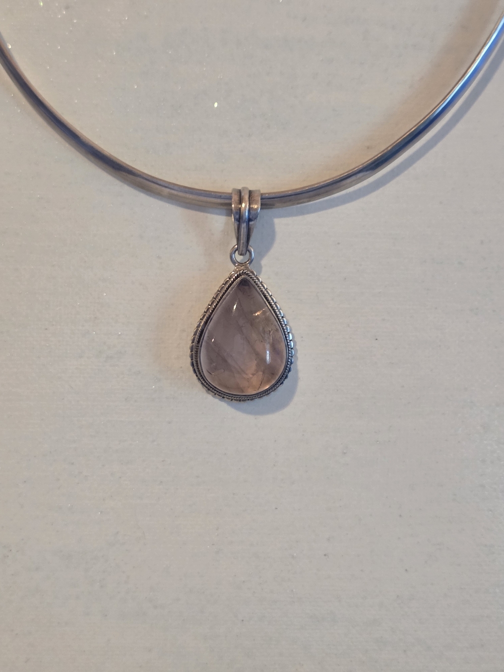 Sterling Silver Teardrop Rose Quartz Pendant